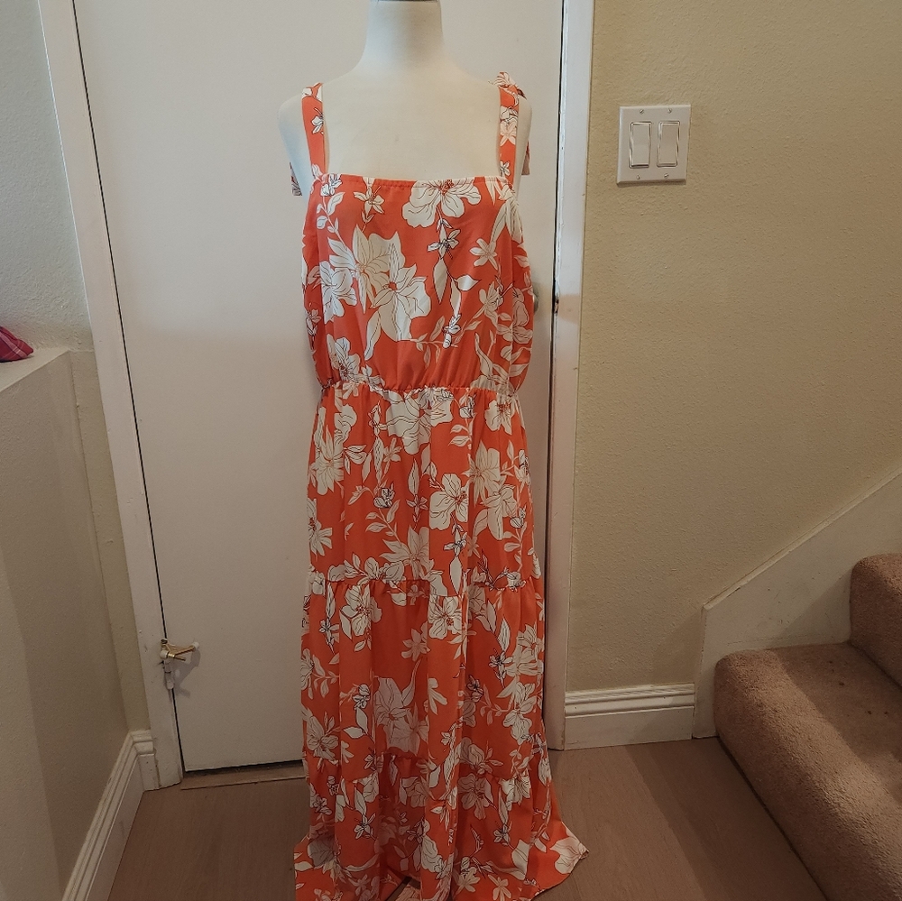 Sanctuary Orange and White Floral Dress